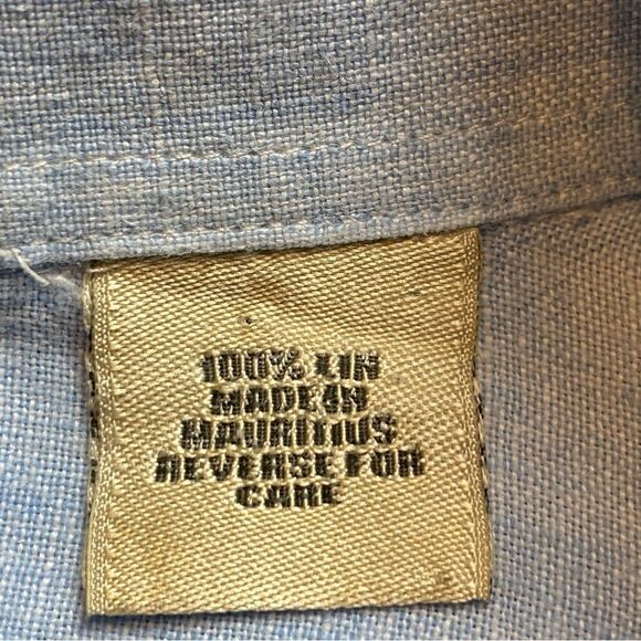 Peter Millar Light Blue 100% Linen Long Sleeve Button Down Shirt Size Medium - Picture 5 of 11